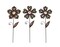 Set of 3 Rustic Brown Metal Flower Garden Stakes With Colorful Jewel Accents